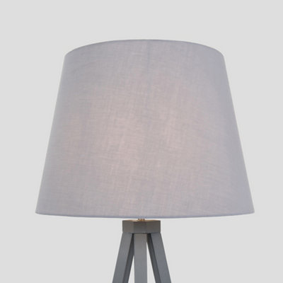 ValueLights Modern Grey Wood Tripod Design Floor Lamp With Grey Shade