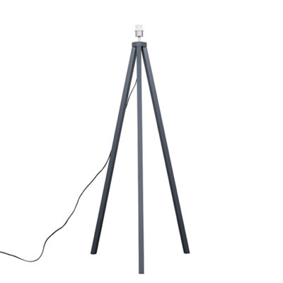 ValueLights Modern Grey Wood Tripod Floor Lamp Base DIY at B&Q
