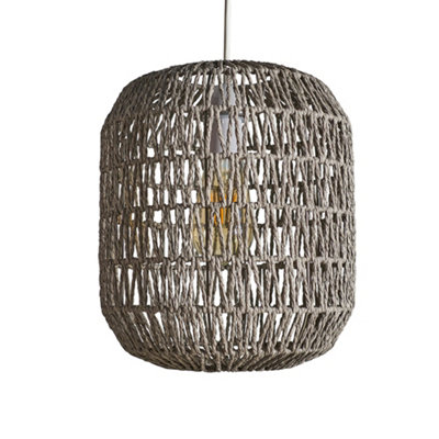 ValueLights Modern Grey Woven Rope Ceiling Pendant Drum Light Shade ...