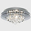 ValueLights Modern IP44 Rated 2 Tier Halo Design Tinted Glass K5 Crystal Droplet Jewel Bathroom Ceiling Light