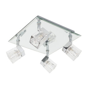 ValueLights Modern IP44 Rated Chrome Ice Cube 4 Way Bathroom Ceiling Light Spotlight