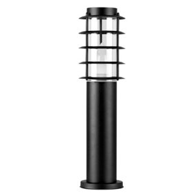 ValueLights Modern IP44 Rated Outdoor Black Stainless Steel Bollard Lantern Light Post - Includes 4w LED Bulb 6500K Cool White
