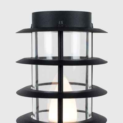 ValueLights Modern IP44 Rated Outdoor Black Stainless Steel Bollard Lantern Light Post - Includes 4w LED Bulb 6500K Cool White
