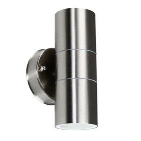 ValueLights Modern IP44 Rated Stainless Steel Outdoor Garden Up Down Security Wall Light