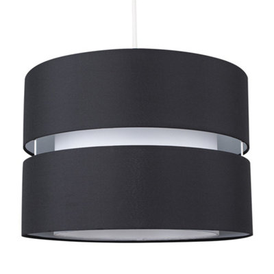 ValueLights Modern Large 2 Tier Black Cylinder Ceiling Pendant Light Shade