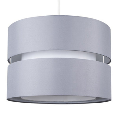 ValueLights Modern Large 2 Tier Grey Cylinder Ceiling Pendant Light Shade