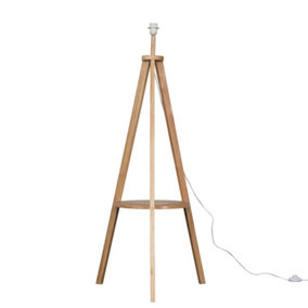 ValueLights Modern Light Wood Tripod Design Floor Lamp Base With Storage Shelf