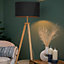 ValueLights Modern Light Wood Tripod Design Floor Lamp Base with Storage Shelf