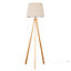 ValueLights Modern Light Wood Tripod Design Floor Lamp With Beige Shade