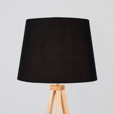 ValueLights Modern Light Wood Tripod Design Floor Lamp With Black Shade