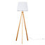 ValueLights Modern Light Wood Tripod Design Floor Lamp With White Shade