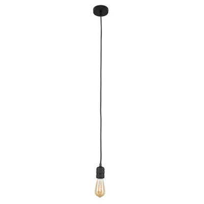 ValueLights Modern Matt Black Ceiling Rose And Flex Lampholder Fitting