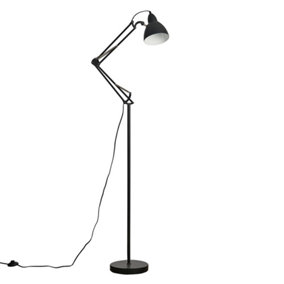 ValueLights Modern Matt Black Metal Adjustable Reading Task Study Desk Craft Spotlight Floor Lamp