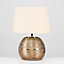 ValueLights Modern Metallic Copper Effect Ceramic Table Lamp With Cream  Shade