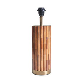 ValueLights Modern Natural Bamboo And Brass Cylinder Table Lamp Base