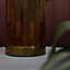 ValueLights Modern Natural Bamboo And Brass Cylinder Table Lamp With White Cylinder Shade