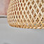 ValueLights Modern Natural Bamboo Lattice Domed Ceiling Pendant/Floor Lamp Light Shade - LED Filament Bulbs In Warm White