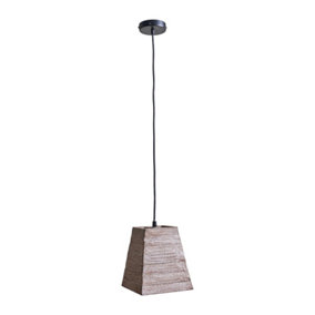 ValueLights Modern Natural Rustic Wood Square Ceiling Light Shade - Includes 4w LED Filament Bulb 2700K Warm White