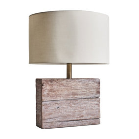 ValueLights Modern Natural Rustic Wood Table Lamp With Beige Cylinder Shade