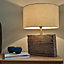 ValueLights Modern Natural Rustic Wood Table Lamp With Beige Cylinder Shade