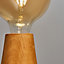 ValueLights Modern Natural Wood Conical Exposed Bulb Design Table Lamp