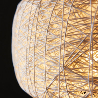 ValueLights Modern Off White Lattice Wicker Rattan Doughnut Ceiling Pendant Light Shade