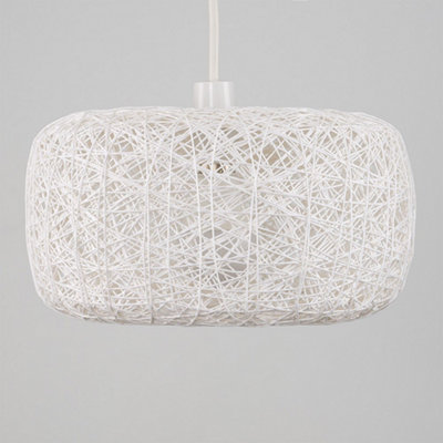 ValueLights Modern Off White Lattice Wicker Rattan Doughnut Ceiling Pendant Light Shade