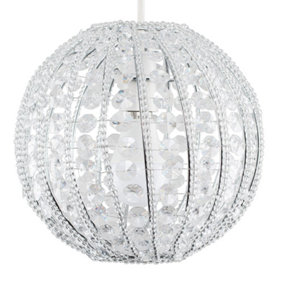 ValueLights Modern Ornate Design Round Ceiling Pendant Shade With Clear Acrylic Jewels