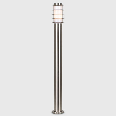 ValueLights Modern Outdoor Stainless Steel 1 Metre Tall Bollard Lantern Light Post - Includes 4w LED Candle Bulb 3000K Warm White