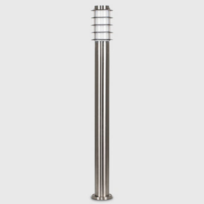 ValueLights Modern Outdoor Stainless Steel 1 Metre Tall Bollard Lantern Light Post - Includes 4w LED Candle Bulb 6500K Cool White