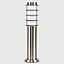 ValueLights Modern Outdoor Stainless Steel 450mm Bollard Lantern Light Post - Includes 4w LED Candle Bulb 3000K Warm White