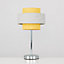 ValueLights Modern Pair Of Chrome Touch Table Lamps With Mustard And Grey Shades