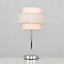 ValueLights Modern Pair Of Chrome Touch Table Lamps With Pink And Grey Shades