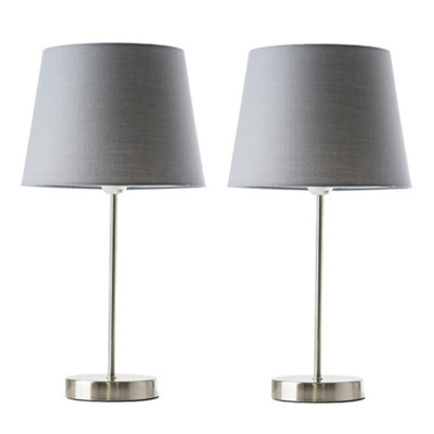 Grey bedside deals lamps pair