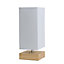 ValueLights Modern Pine Wood And White Bedside Table Lamp With USB Charging Port