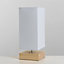 ValueLights Modern Pine Wood And White Bedside Table Lamp With USB Charging Port