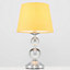 ValueLights Modern Polished Chrome And Acrylic Ball Touch Table Lamp With Mustard Light Shade