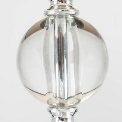 ValueLights Modern Polished Chrome And Acrylic Ball Touch Table Lamp With Pink Light Shade