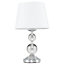 ValueLights Modern Polished Chrome And Acrylic Ball Touch Table Lamp With White Light Shade