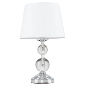 ValueLights Modern Polished Chrome And Acrylic Ball Touch Table Lamp With White Light Shade