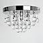ValueLights Modern Polished Chrome And Clear Acrylic Droplet Flush Ceiling Light Fitting