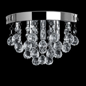 ValueLights Modern Polished Chrome & Clear Acrylic Droplet Flush Ceiling Light Fitting - Complete 3w G9 LED Bulbs 3000K Warm White