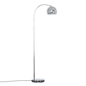 ValueLights Modern Polished Chrome Curved Stem Floor Lamp With Chrome Shade