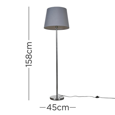 Buy ValueLights Modern Polished Chrome Metal Standard Floor Lamp With ...