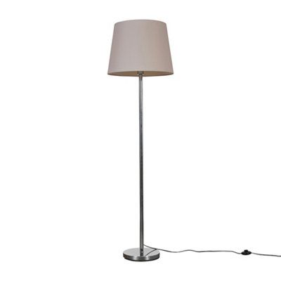 ValueLights Modern Polished Chrome Metal Standard Floor Lamp With Pink Shade
