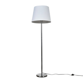 ValueLights Modern Polished Chrome Metal Standard Floor Lamp With White Shade