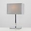 ValueLights Modern Polished Chrome Square Tube Table Lamp With Grey Rectangular Shade