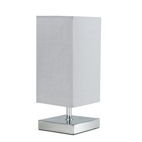 ValueLights Modern Polished Chrome Touch Table Lamp With Grey Shade