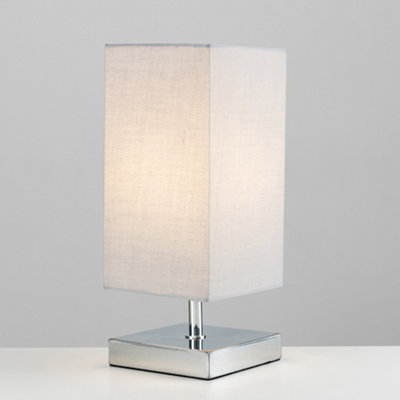 ValueLights Modern Polished Chrome Touch Table Lamp With Grey Shade