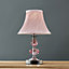ValueLights Modern Polished Chrome Touch Table Lamp With Pink Pleated Shade